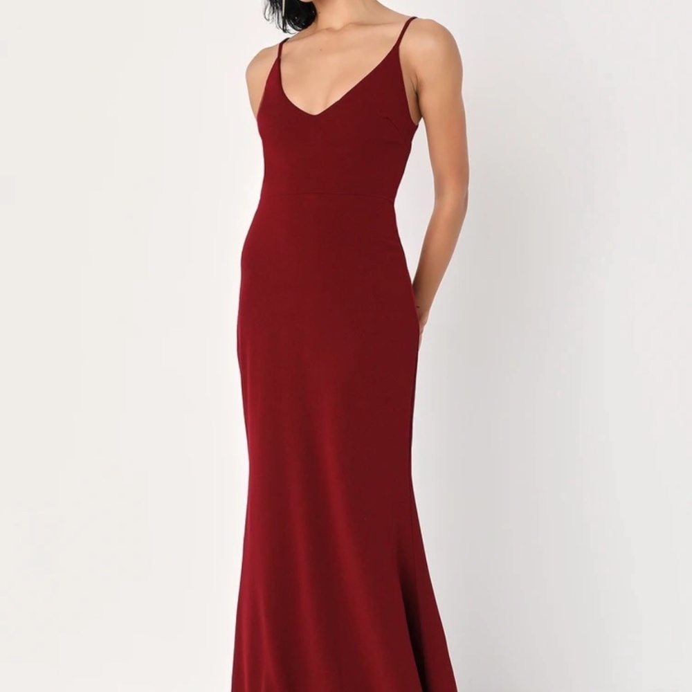 Lulu’s Infinite Glory Wine Red Maxi Dress